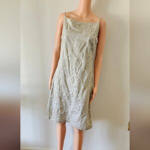 Tommy Hilfiger white and tan embroidered dress